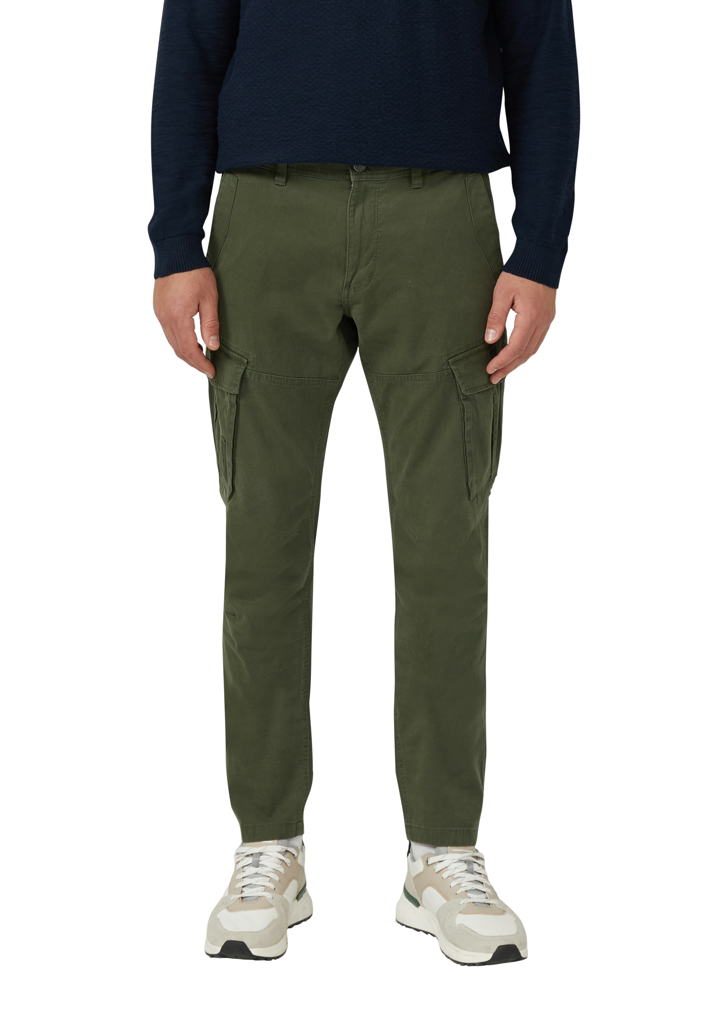 Cargohose S.OLIVER, Damen, Gr. 38, Länge 32, grün (dk olive), Web, Obermaterial: 98% Baumwolle, 2% Elasthan, unifarben, normal lang, Hosen Cargohose, mit Stretch und Viskose