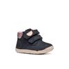 Lauflernschuh GEOX "B MACCHIA GIRL", Kinder, Gr. 18, blau (navy, rosa), Leder, casual, Schuhe, Babyschuh, Lauflernschuh mit Klettverschluss