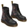 Schnürboots DR. MARTENS "1460 Vonda 8 Eye Boot", Damen, Gr. 43, schwarz, Leder, bestickt, geblümt, casual, Schuhe, Stiefel, Boots mit Blütenstickerei