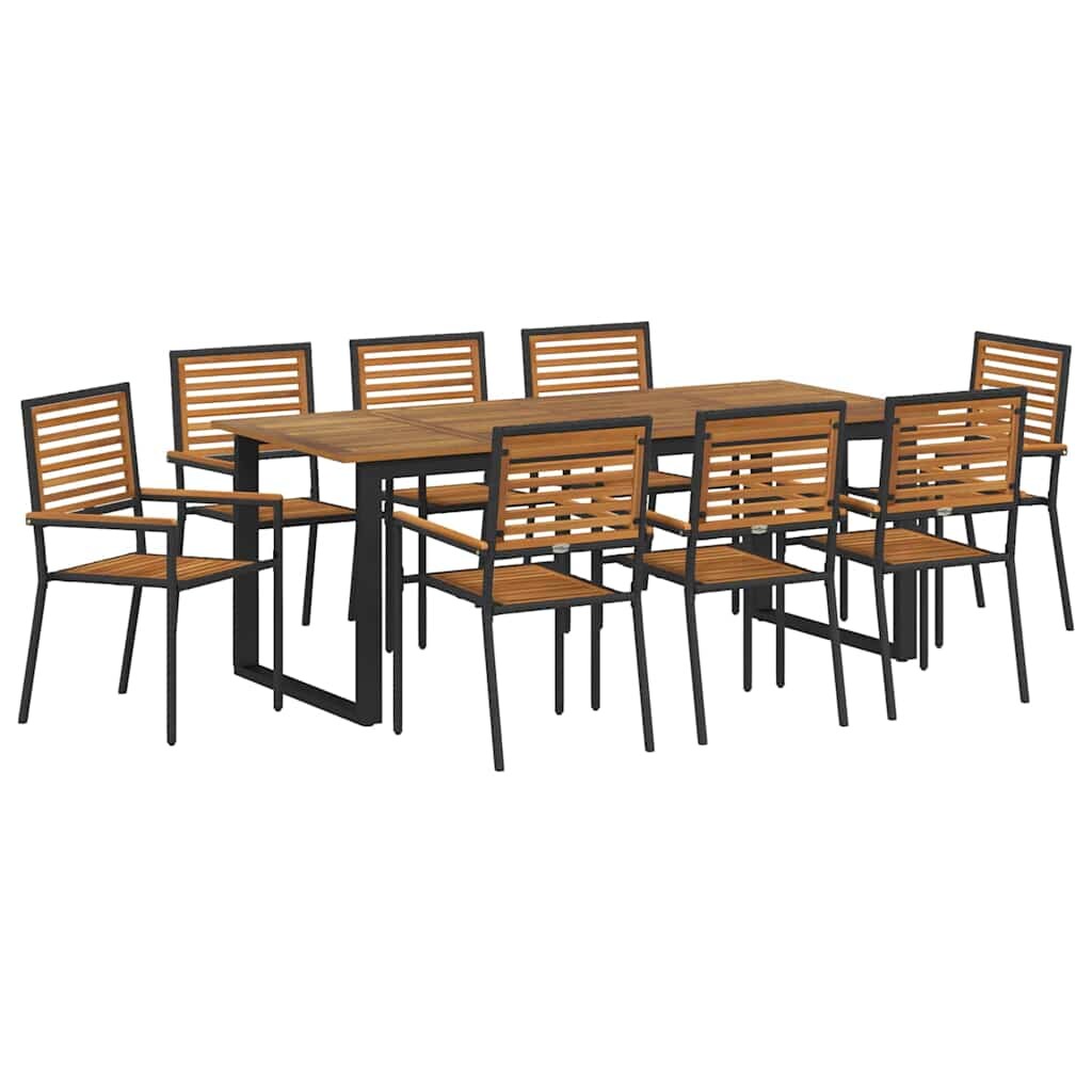 vidaXL Garten Essgruppe 9 pcs Schwarz Image