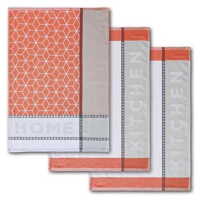 dyckhoff Geschirrtücher »Home & Kitchen« 100% Baumwolle 3 Stück 50,0x70,0 cm korallenrot, 50 cm Image