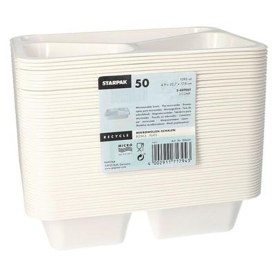 STARPAK Einweg-Menüschalen 1.095 L 3-geteilt 50 Stück weiß, 22.7x4.9x17.8 cm Image