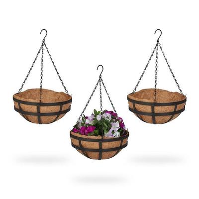 relaxdays 3er-Set Blumenampeln mit Kokoseinlage 31 cm Image