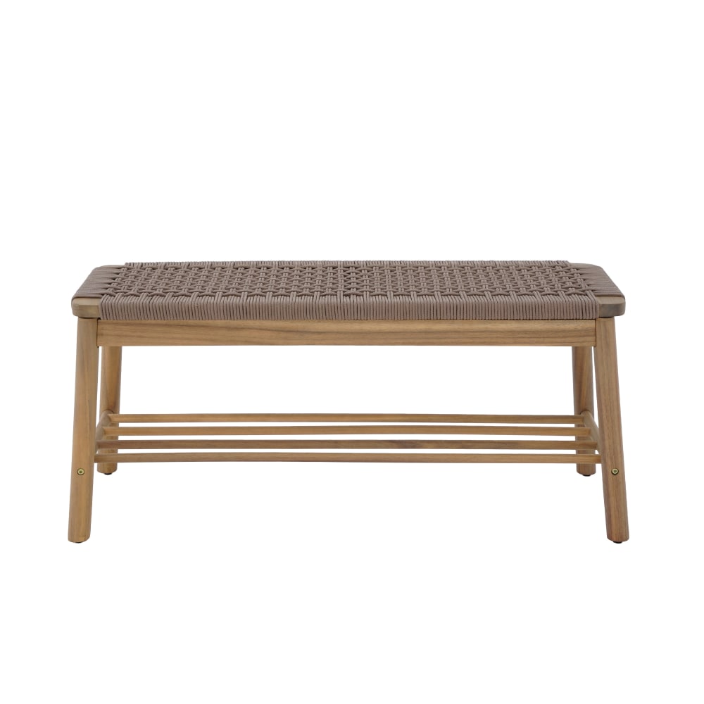 Banc intérieur et extérieur en bois d'acacia et corde marron
