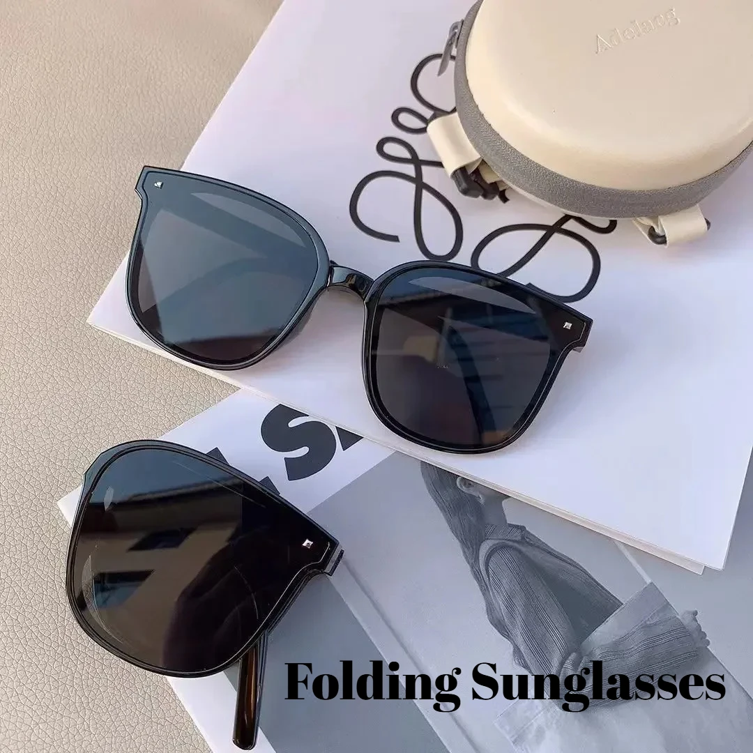 Klappbare Sonnenbrille mit Etui, Vintage-Sonnenbrille, ovale Damen-Sonnenbrille, in Reise-Sonnenbrille, Strand, lässige Brillen Image
