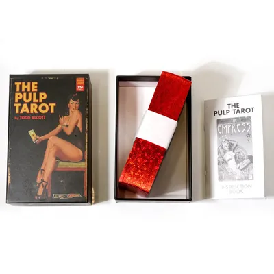 12*7cm Pulp Tarot 78-teilige Karten mit Ratgeber in starrer Box, rot vergoldete Kanten Image