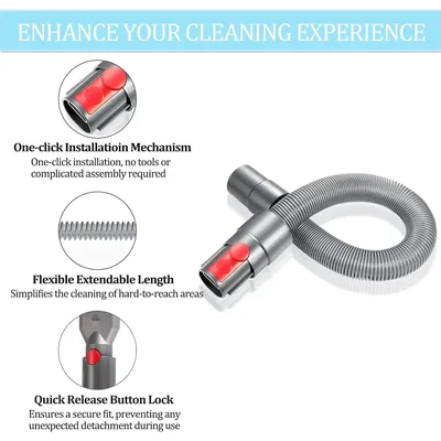 Flexibler Ersatz-Verlängerungsschlauch für Dyson V7 V8 V10 V11 Akku-Staubsauger, Zubehöraufsatz (20 bis 60 Zoll) Image