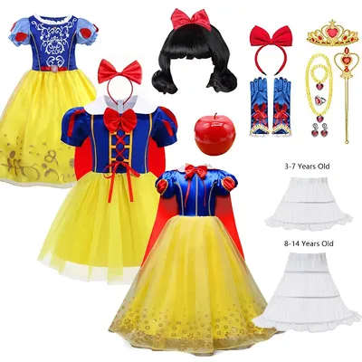2025 Mädchen Prinzessin Kleid Schneewittchen Mit Umhang Kinder Cosplay Halloween Geburtstag Kostüme Kinder Party Kleid 10Y Kleidung Image