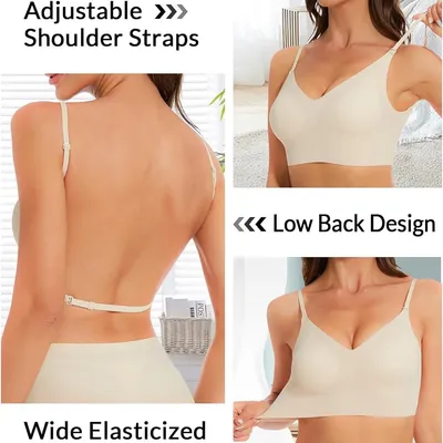 Seamless Low Back Bra Support Multiway Wireless Backless Halter Padded Bralette Lifting Straps Convertible Bras