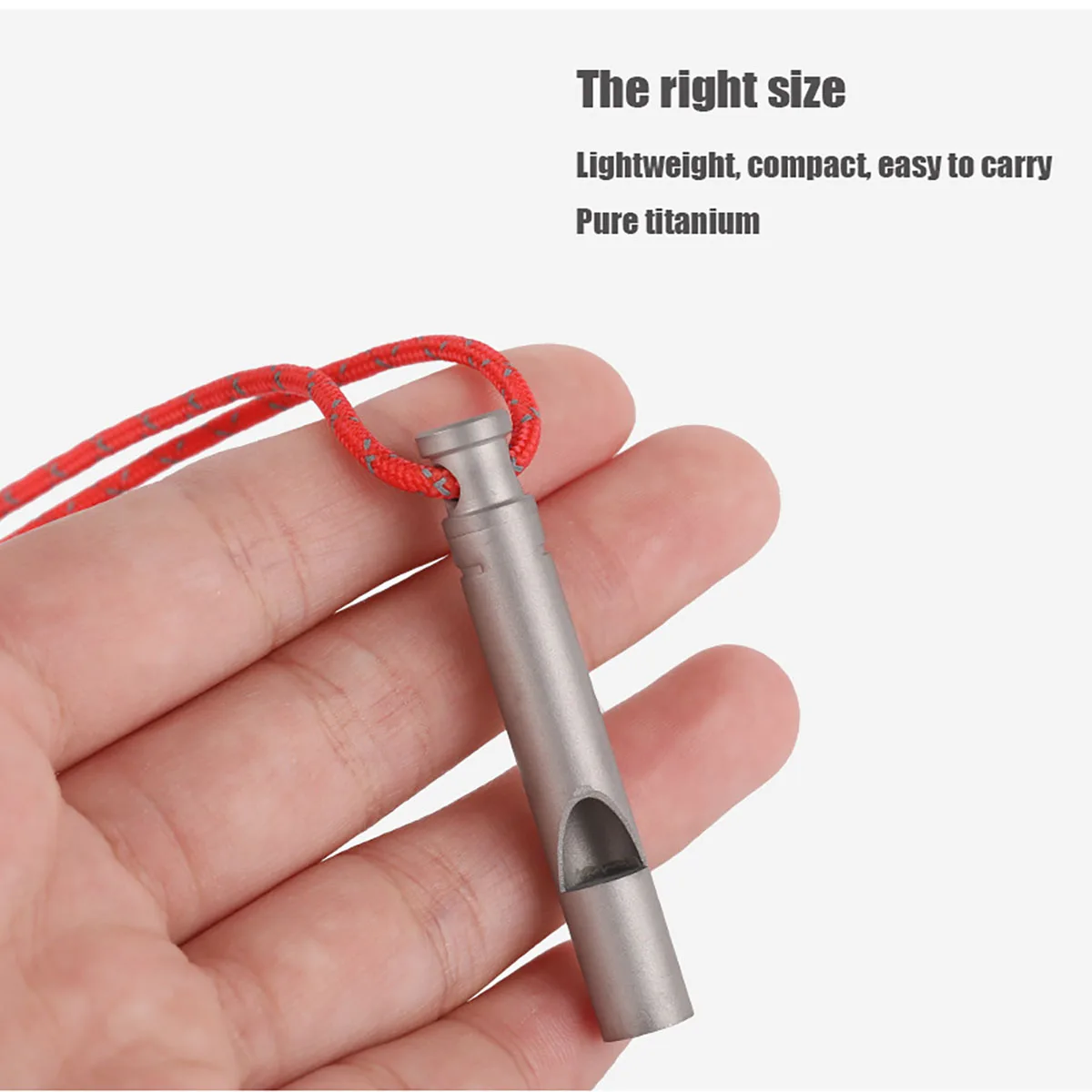 Ultraleichte Titan-Notfallpfeife mit Kordel, Outdoor-Survival, Camping, Wandern, Erkunden, Campingpfeife Image