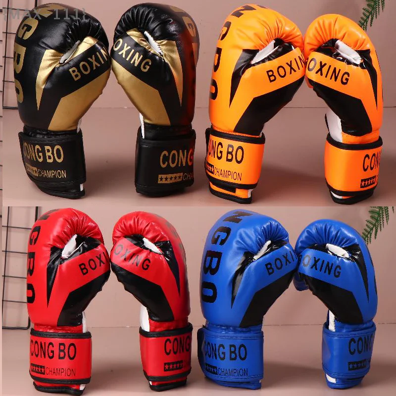 {MAX-111} 1 Paar professionelle Boxtraining Sparring-Handschuhe PU-Leder Kinder atmungsaktive Muay Thai Punching Karate-Handschuhe Image