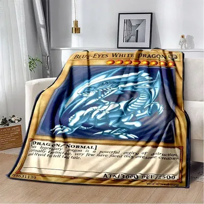 Anime yu gi oh Karte werfen Decke blaue Augen weißen Drachen Anime Cartoon weichen Plüsch Decke Schlafzimmer Tages decke Wohnkultur Image