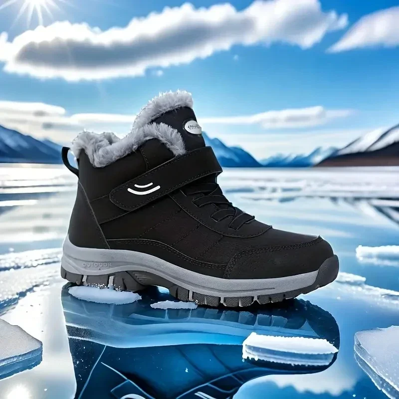 Schneestiefel für Herren, lässige Winterschuhe, neue Plattform, rutschfeste warme Pelz-Stiefeletten, Plüsch, Kampf, Outdoor, Wandern, Motorradstiefel