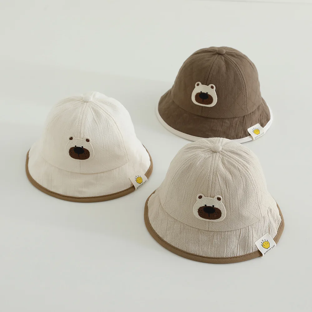Baby-Bärenhut, 2025, Herbst-Sonnenschutz, Kinder-Eimerkappe, Unisex, niedliches kleines Bären-Design, Säuglings-Fischerhut-Zubehör Image