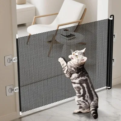 new Retractable Pet Safety Gate Wide, Indoor Mesh Fence for Dogs & kitten, Mounting Accessories Included for Doors & Hallways