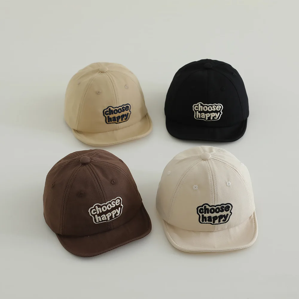 Gestickter Buchstabe Baby Entenschnabel Hut Einfarbig Kinder Entenzungenhüte 6-24 Monate Jungen Mädchen Weiche Krempe Baseballkappe Säuglingsvisiere Image