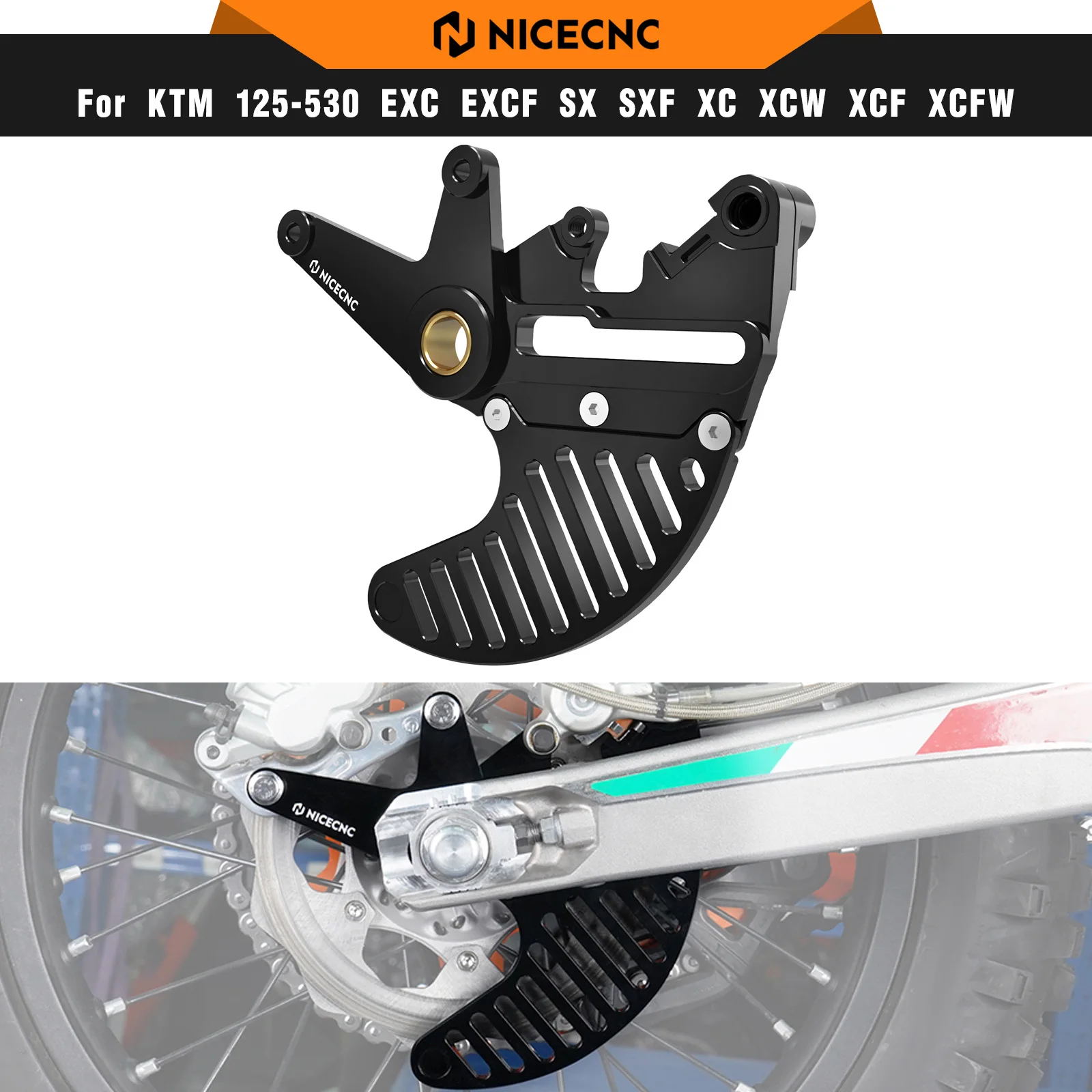 NICECNC Per KTM EXC 300 EXC-F 350 2004-2024 Posteriore Doppio Pinza Staffa Prodezza Disco Freno Guard Per Husqvarna TE 300 GasGas EC 300