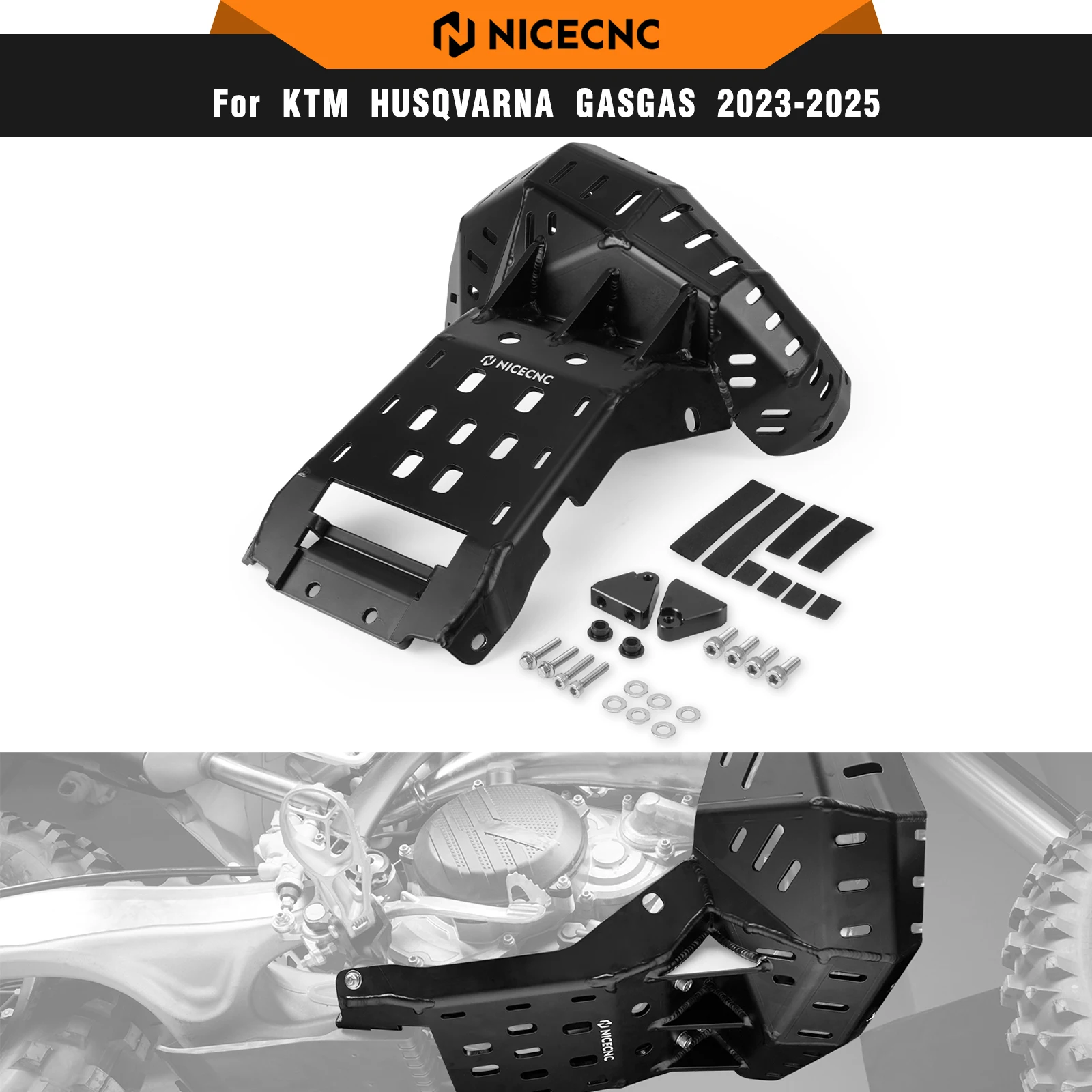 NICECNC Per KTM EXC 300 XCW 250 SX 250 2024 2025 Motore Telaio Guard Piastra Paramotore e Protezione Tubo Per Husqvarna TE 300 GasGas EC 300