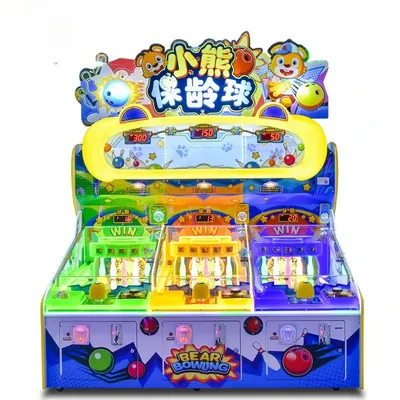 Bär Bowling große münzbetriebene interaktive Lotteriemaschine für drei Personen, Spielmaschine, Videospiel, Stadt, Kinderausrüstung Image