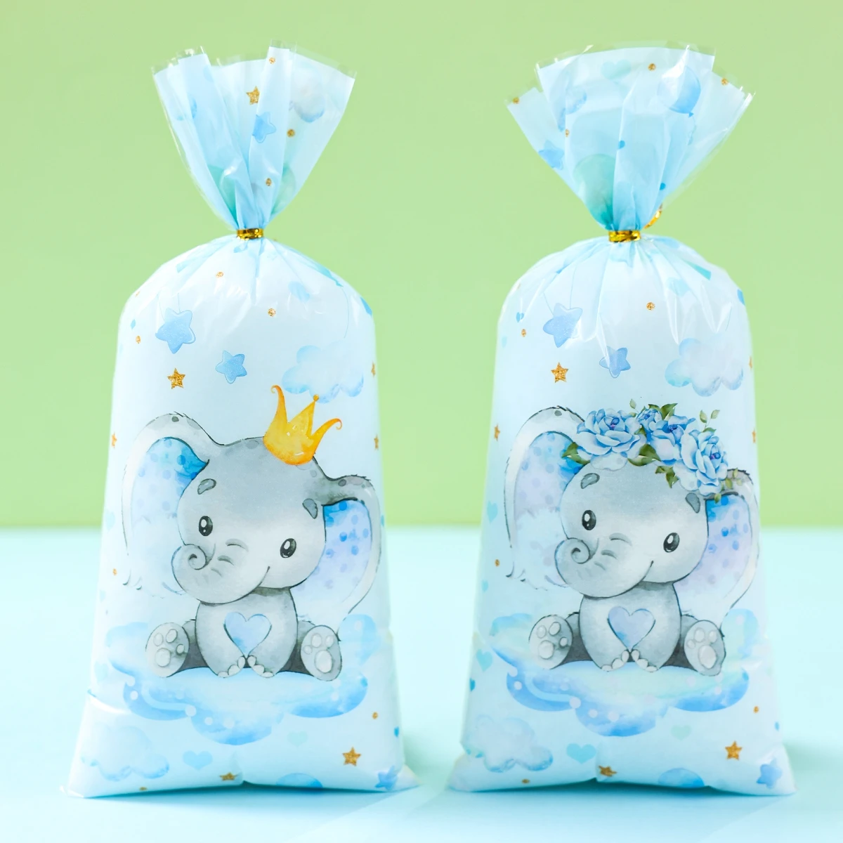 25/50 Stück rosa blaue Elefant Süßigkeiten Keks Taschen Mädchen Junge Babyparty Geschenke Leckerli Taschen für Gäste Kindergeburtstag Party Dekoration Image