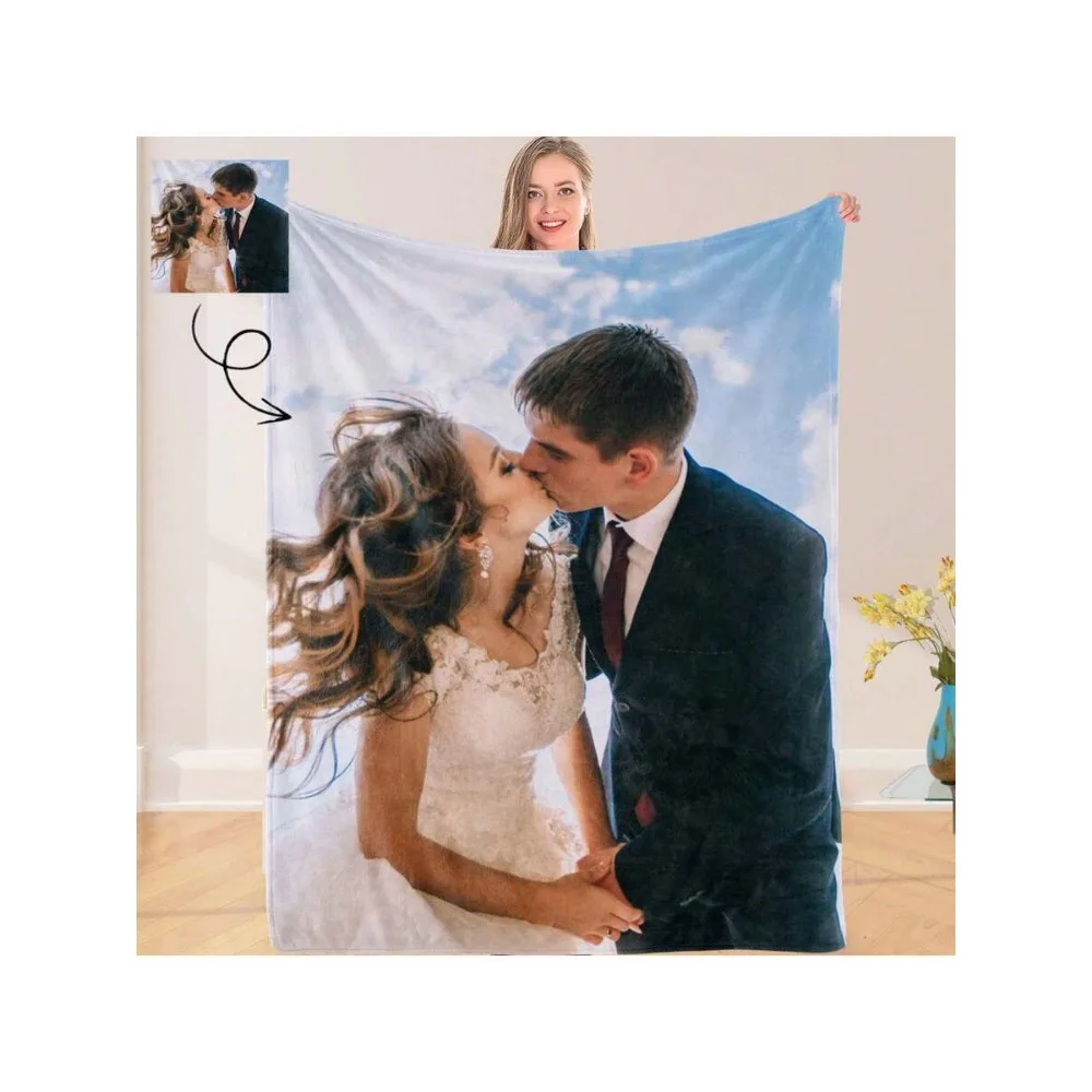 1PC benutzerdefinierte personalisierte Decke persönliche Foto Flanell Bett Decke Geburtstag Hochzeit Paar Valentinstag für Liebhaber Geschenk Image
