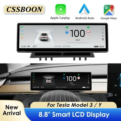 CSSBOON 8.8" Linux System Tesla Car Instrument Cluster Won't Block Airvents Dashboard Touch Display HUD for Tesla Model y/3
