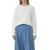 Sweatshirt S.OLIVER, Damen, Gr. 44, beige (ecru), Sweatware, Obermaterial: 50% Baumwolle, 50% Polyester, unifarben, casual, relaxed fit normal, Rundhals, Langarm gerader Abschluss, Sweatshirts, mit Rippblende