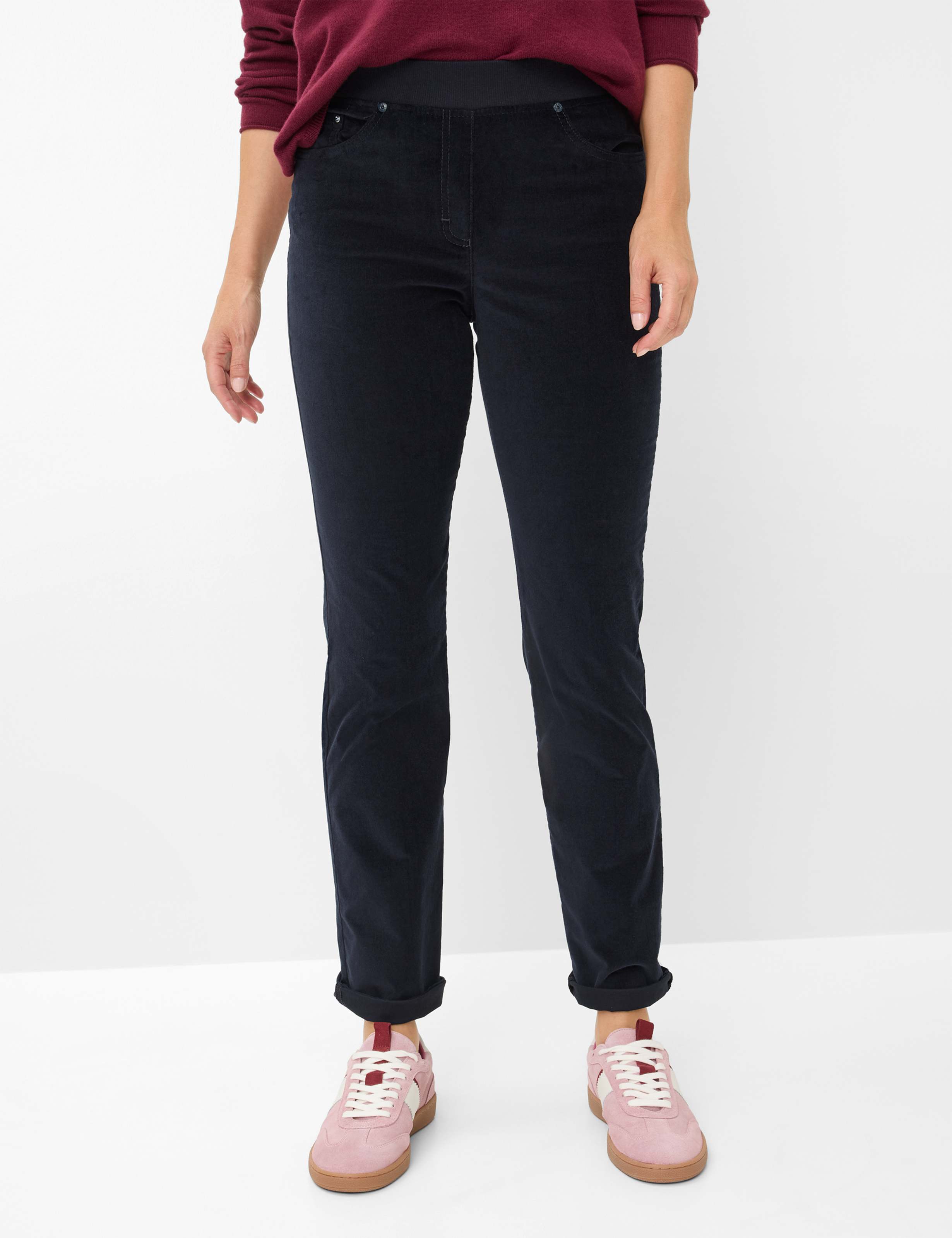 5-Pocket-Hose RAPHAELA BY BRAX "Style PAMINA", Damen, Gr. 48, Normalgrößen, blau (navy), Web, 67% Baumwolle, 31% Viskose, 2% Elasthan, Hosen 5-Pocket-Hose
