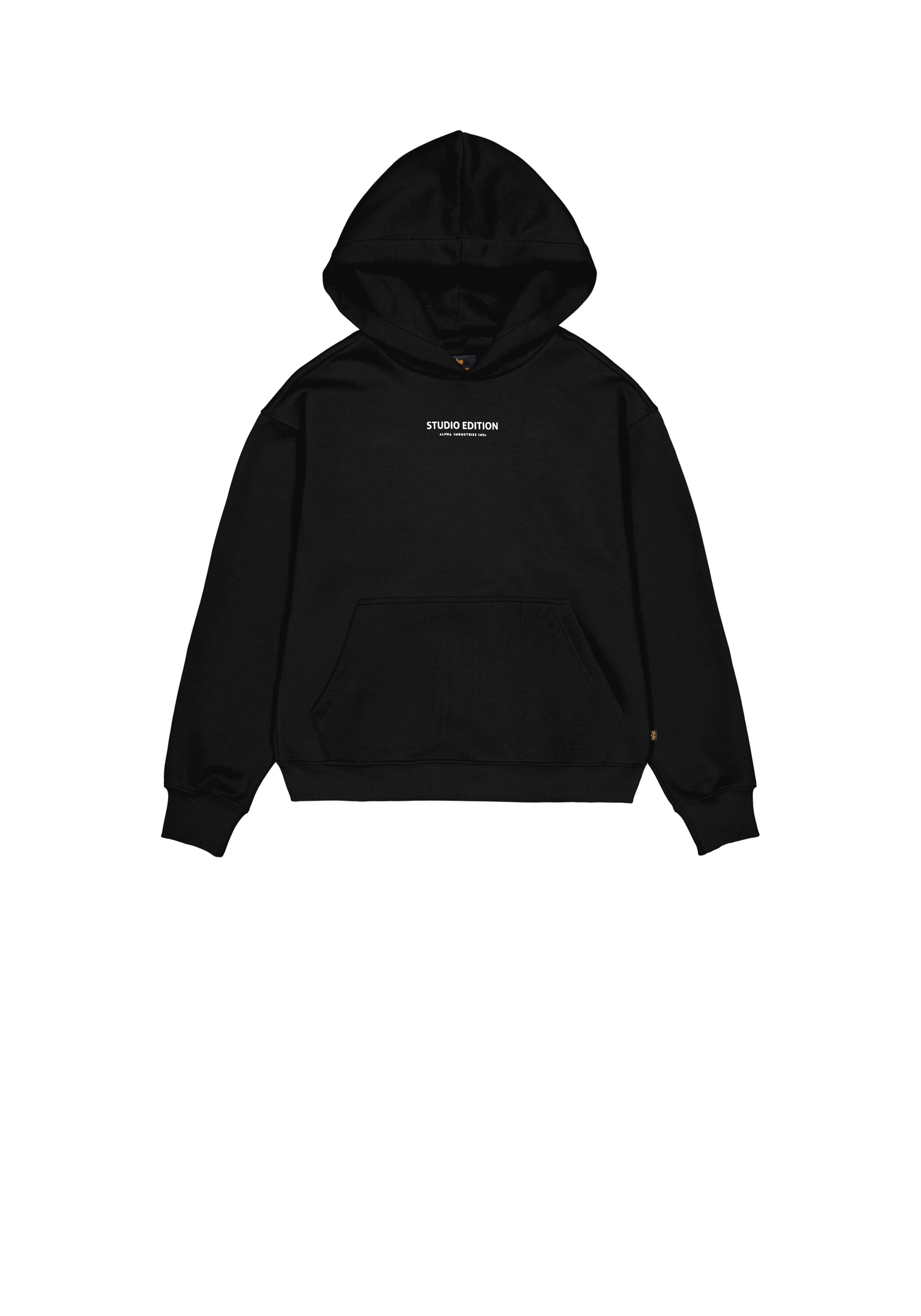 Hoodie ALPHA INDUSTRIES "Studio Edition Backprint Hoodie W", Damen, Gr. XS, schwarz, Obermaterial: 80% Baumwolle, 20% Polyester, loose fit, Sweatshirts Hoodie