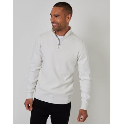 Stone Knitted Quarter Zip Jumper