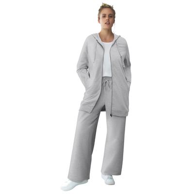 Plus Size Women's Wide Leg French Terry Sweatpant by ellos in Heather Grey (Size 18/20)