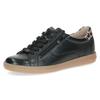 Sneaker CAPRICE, Damen, Gr. 37,5, schwarz (schwarz, leo), Nappaleder, sportlich, Schuhe, Freizeitschuh, Halbschuh, Schnürer mit Außenreißverschluss