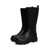 Gummistiefel TOMMY HILFIGER "FLAG LONG RAINBOOT WARM LINING", Damen, Gr. 40, schwarz, Textil, Gummi, modisch, Schuhe, Blockabsatz, Langschaftstiefel mit elastischem Schaft
