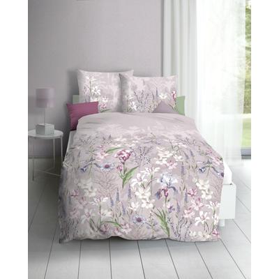 Bettwäsche KAEPPEL "Lily", rot (rosenholz), B/L: 135cm x 200cm, , Feinbiber, B/L: 80cm x 80cm, Feinbiber, Obermaterial: 100% Baumwolle, Bettwäsche, Mit Blumenmuster Image