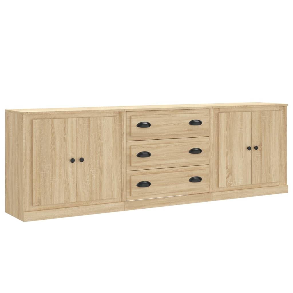 vidaXL Sideboards 3 Stk. Sonoma-Eiche Holzwerkstoff Image