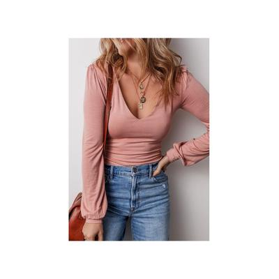 Damen V-Ausschnitt Langarm-Bodysuit Image