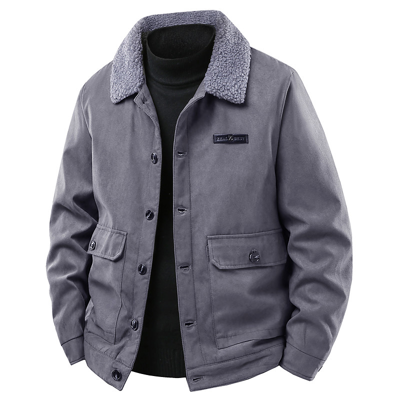 Men's Faux Suede Jacket Windbreaker Brown Suede Jacket Casual Casual Daily Windbreaker Pocket Fleece Collar Winter Spring Fall Solid Color Vintage Fashion Shirt Collar Regular Black Brown Grey