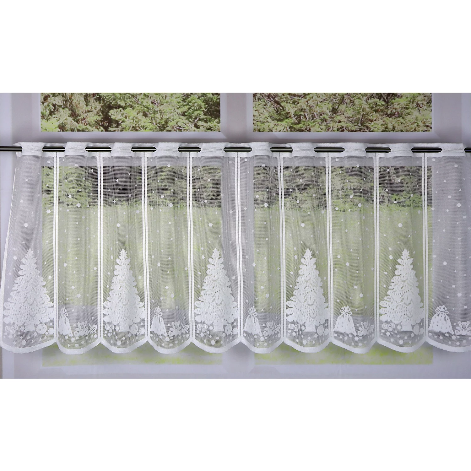 Weihnachtliche Kurzgardine Tannenbaum, weiß Image