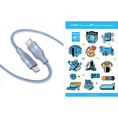 Anker USB-C auf USB-C Kabel (90cm/180cm, 240W, Upcycled-Geflochten)+Sticker für Studis gratis dazu! Image