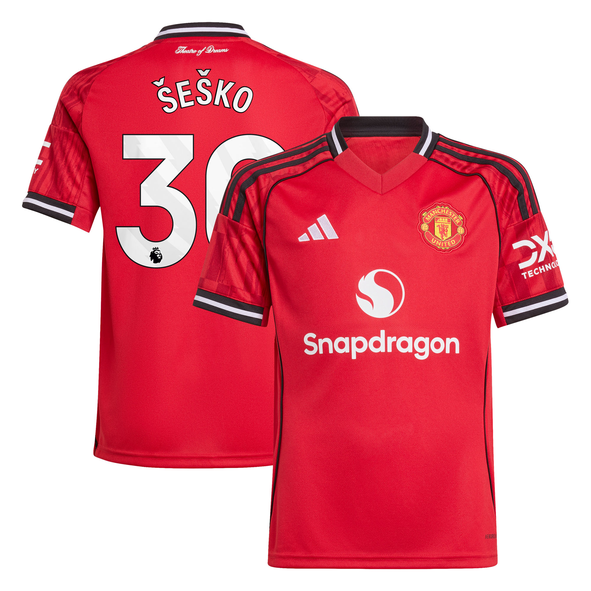 Maillot Domicile Manchester United adidas 2025-26 - Enfant avec flocage Šeško 30