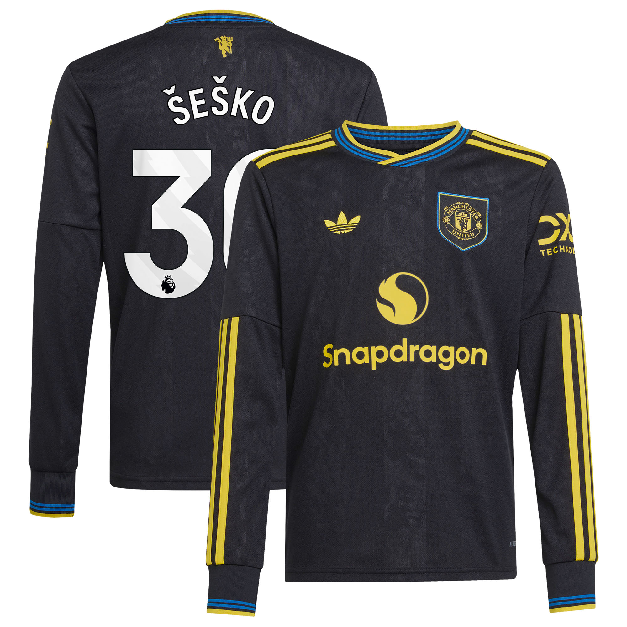 Manchester United adidas Ersatztrikot 2025-26 – Langärmelig – Kinder mit Aufdruck Šeško 30 Image