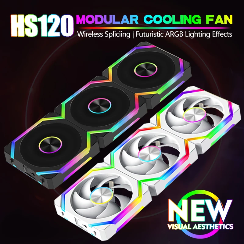 JUMPEAK HS120 Halo ARGB ventilateur de refroidissement 360mm 240mm épissage empilable modulaire 120mm RGB ventilateurs Kit pour boîtier PC de jeu refroidisseur d