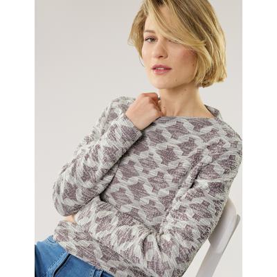 Walbusch Damen Boucle Sweatshirt Kaminkragen Lila noch offen: Muster Image