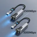 Adattatore da USB-A/USB-C a Ethernet da 2,5 Gbps 5 Gbps Scheda di rete RJ45 compatibile con Thunderbolt 4/3 per MacBook Pro Laptop NAS Home