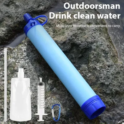 396 Gallon Outdoor Personal Water Filter Ultra-Light 0.01 Micron 4-Stage Filter System Portable Water Purifier Survival Straw