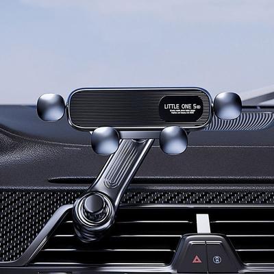 Rotatable Car Phone Holder Air Vent Mount Gravity Retractable Invisible Car Stand for Mobile Phone GPS Navigation Secure Stable Adjustable Automotive Accessory