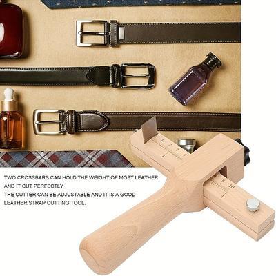 1pc Adjustable Wooden Leather Strap Maker with 5 Replacement Blades for DIY Leathercraft and Gardening Tools Craft Belt Cutter