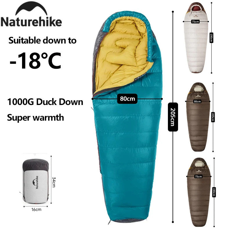 Naturehike Winter Schlafsack SnowBird 20D Mumie Ultraleicht Ente Unten Schlafsack Tragbare Wandern Outdoor Camping Schlafsack Image