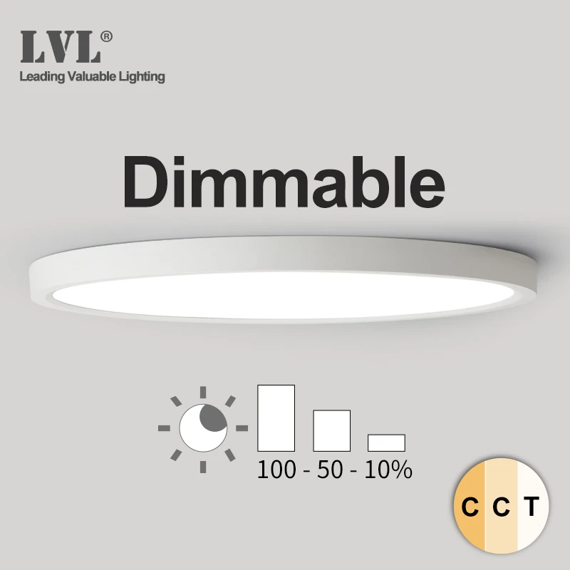 LED-Deckenleuchte, dimmbar, 12 W, 18 W, 24 W, 32 W, 220 V, mit 3 Farben einstellbar, für Schlafzimmer, Wohnzimmer, Badezimmer, moderne Deckenleuchte