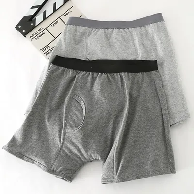Männer Boxer Briefs Anti-Leckage Unterwäsche Ältere Bettlägerige Patienten Boxer Briefs Atmungsaktive Urin-Proof Pads Boxer Unterwäsche